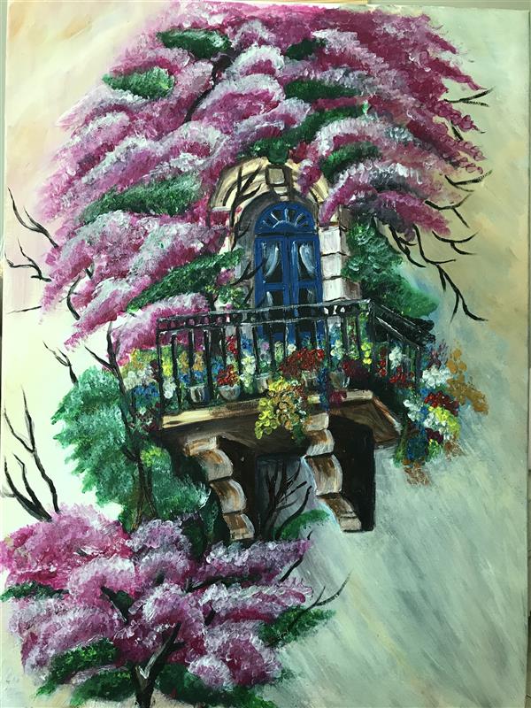 Painting Artwork by Fatima albazzaz Original acrylic painting  ,Acrylic,Canvas,#B82C83,Realism,Floral