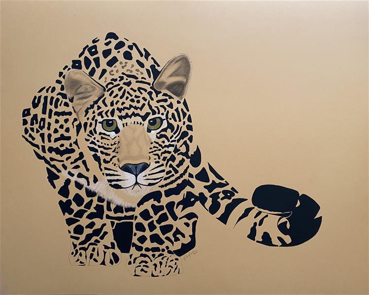 Painting Artwork by Selma Leach Acrylic on cardboard, leopard, nature, wildlife 