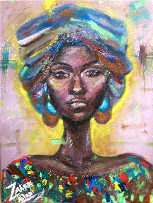 Painting Artwork by za a signed canvas, realism art, unique one of a kind african culture